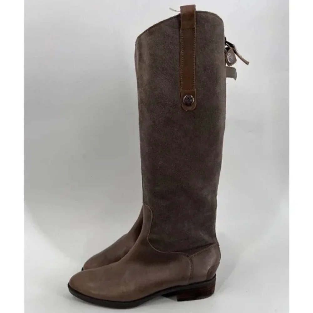 Sam Edelman Pembroke Brown Leather Suede Riding Boots Women's Size 8M 39 EUR